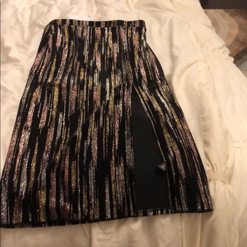 NWT top shop black velvet glitter midi skirt